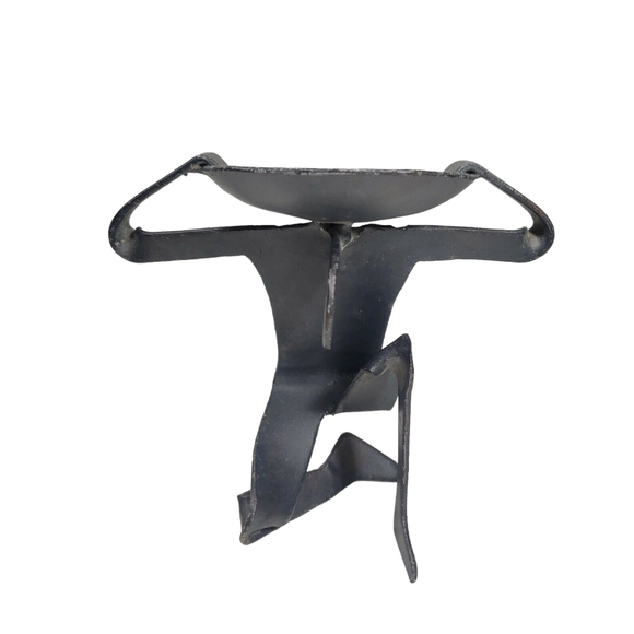 Metal Atlas Sculpture Candle Holder Stand 7" Man Carrying World On Back - Picture 5 of 9